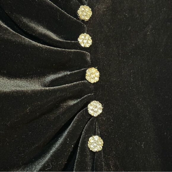 Signature by Robbie Bee Vtg Black Velour Victorian Gothic Dress Made in USA L - Picture 4 of 7